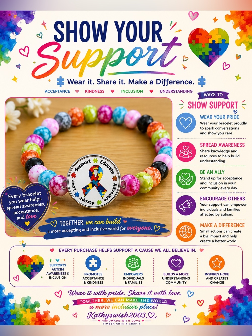 Autism Awareness Ribbon Wire
Wristlet Bracelet